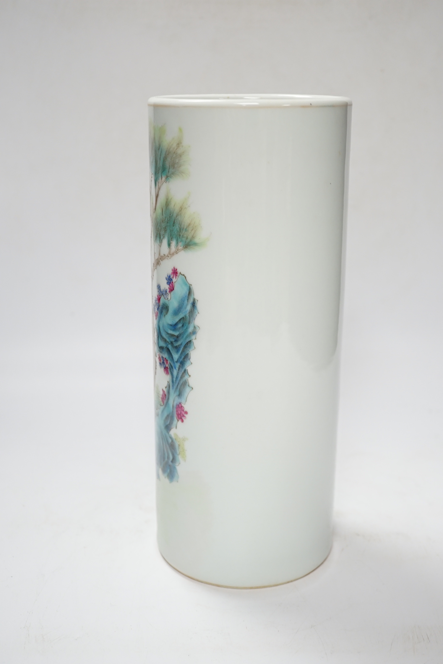 A Chinese famille rose cylinder vase, 28cm high